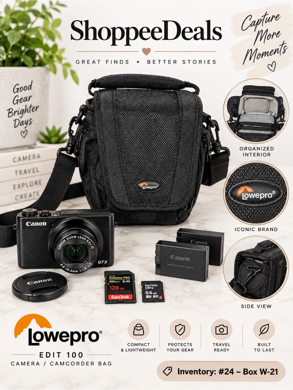 Lowepro Edit 100 Small Camera Camcorder Shoulder Belt Bag Black